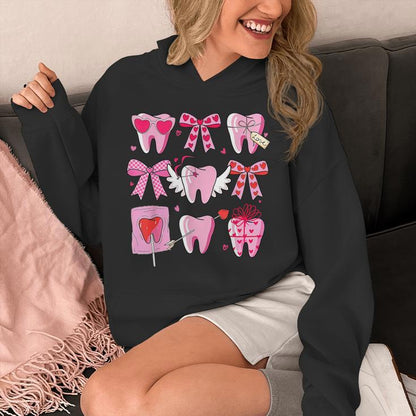 Coquette Bow Dental Squad Valentine's Day Dental Hygienist Unisex Hoodie