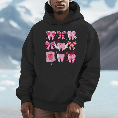 Coquette Bow Dental Squad Valentine's Day Dental Hygienist Unisex Hoodie
