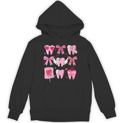 Coquette Bow Dental Squad Valentine's Day Dental Hygienist Unisex Hoodie