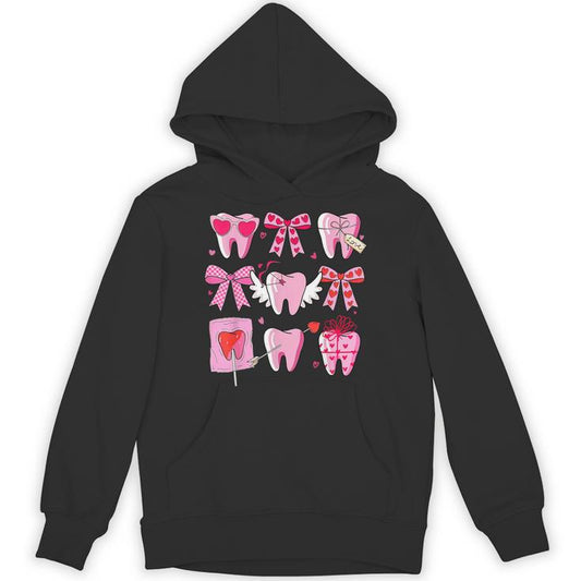 Coquette Bow Dental Squad Valentine's Day Dental Hygienist Unisex Hoodie