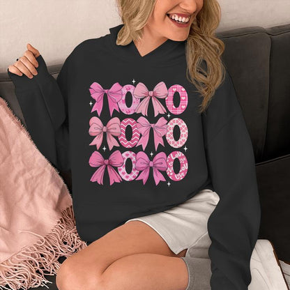 Coquette Valentine Xoxo Valentine Bow Hearts Lover Unisex Hoodie