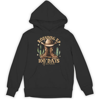 Cowboy Rounding Up 100 Days Of School 100Th Day Of School Unisex Hoodie