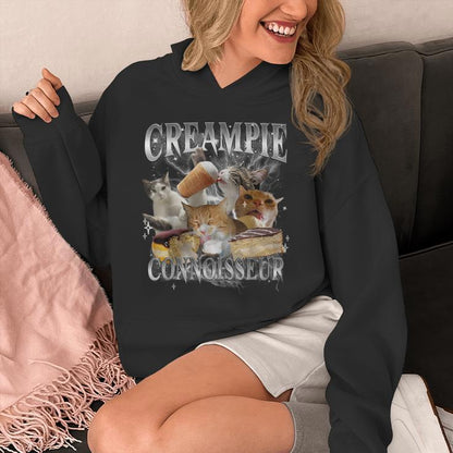 Creampie Connoisseur Raunchy Cat Meme Adult Humor Unisex Hoodie