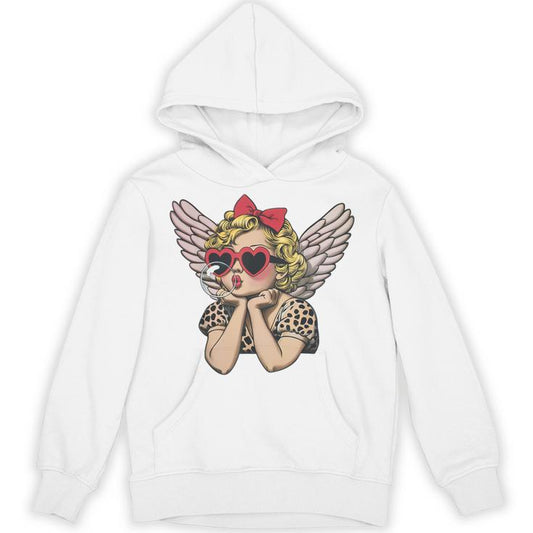 Cupid Blowing Bubble Heart Sunglasses Leopard Valentines Day Unisex Hoodie