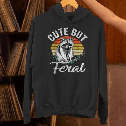 Cute But Feral Raccoon Vintage Unisex Hoodie