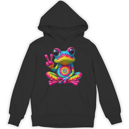 Cute Frog Tie-Dye Frog Peace Sign Hippie Unisex Hoodie