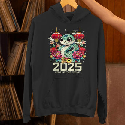 Cute Happy Chinese New Year Of The Snake 2025 Lunar Zodiac Unisex Hoodie