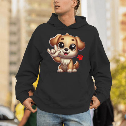 Cute Puppy Love You Sign Language Asl Dog Lover Unisex Hoodie