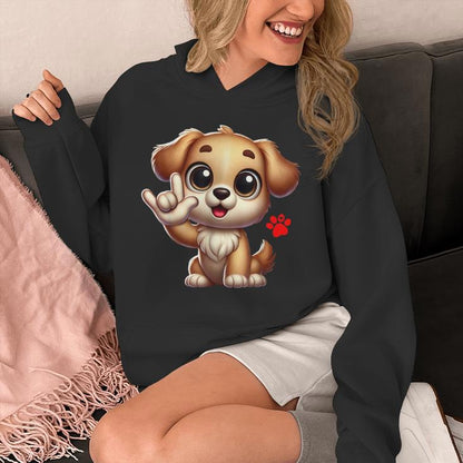 Cute Puppy Love You Sign Language Asl Dog Lover Unisex Hoodie