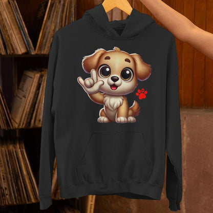 Cute Puppy Love You Sign Language Asl Dog Lover Unisex Hoodie