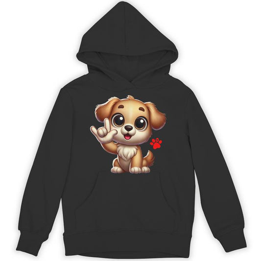 Cute Puppy Love You Sign Language Asl Dog Lover Unisex Hoodie