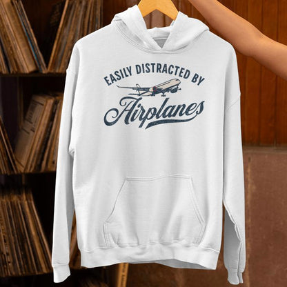 Easily Distracted By Airplanes Plane Lover Vintage Aviation Unisex Hoodie