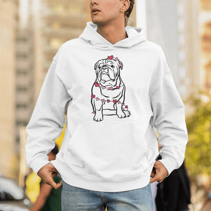 English Bulldog Valentine's Day Heart Pet Dog Animal Lover Unisex Hoodie