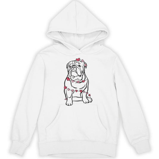English Bulldog Valentine's Day Heart Pet Dog Animal Lover Unisex Hoodie