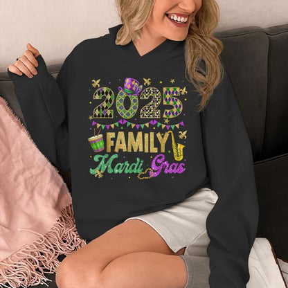 Family Mardi Gras 2025 Fat Tuesday Family Matching Outfit Unisex Hoodie