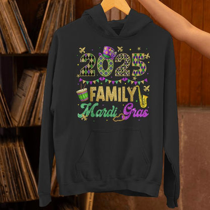 Family Mardi Gras 2025 Fat Tuesday Family Matching Outfit Unisex Hoodie