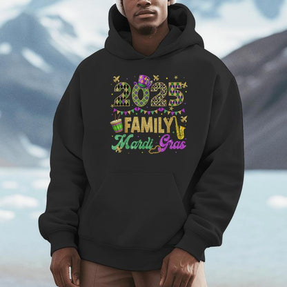 Family Mardi Gras 2025 Fat Tuesday Family Matching Outfit Unisex Hoodie