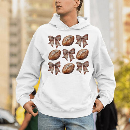 Football Coquette Bow Football Season Game Day Halloween Unisex Hoodie