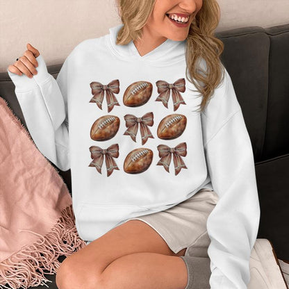 Football Coquette Bow Football Season Game Day Halloween Unisex Hoodie