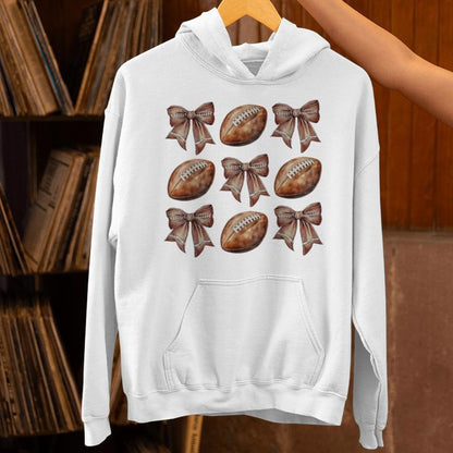 Football Coquette Bow Football Season Game Day Halloween Unisex Hoodie