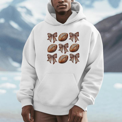 Football Coquette Bow Football Season Game Day Halloween Unisex Hoodie