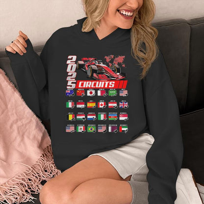 Formula 2025 Circuits Formula 2025 Schedule Racing Car Track Unisex Hoodie