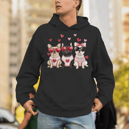 French Bulldog Valentine's Day Heart Pet Dog Animal Lover Unisex Hoodie