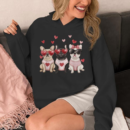 French Bulldog Valentine's Day Heart Pet Dog Animal Lover Unisex Hoodie