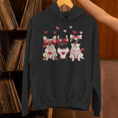 French Bulldog Valentine's Day Heart Pet Dog Animal Lover Unisex Hoodie