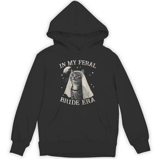 Cat In My Feral Bride Era Engagement Bridal Retro Unisex Hoodie