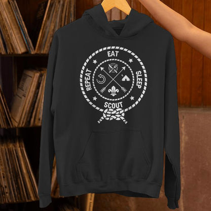 Eat Sleep Scout Repeat Outdoor Camping Nature Unisex Hoodie