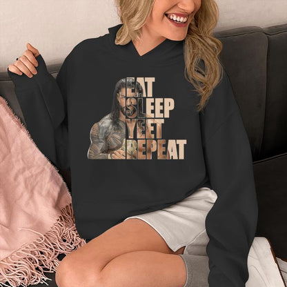Eat Sleep Yeet Repeat Vintage Wrestling Saying Mens Unisex Hoodie