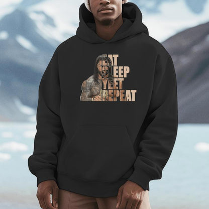Eat Sleep Yeet Repeat Vintage Wrestling Saying Mens Unisex Hoodie