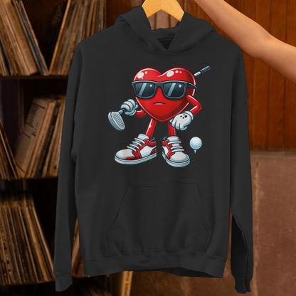 Heart Playing Golf Valentine's Day For Sport Lovers Unisex Hoodie