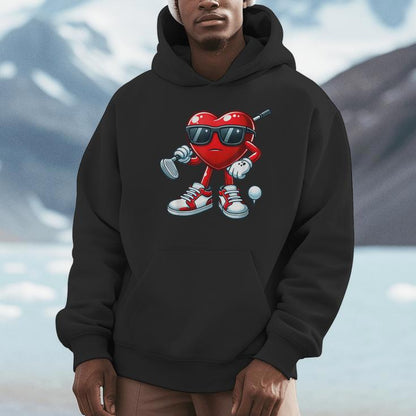 Heart Playing Golf Valentine's Day For Sport Lovers Unisex Hoodie