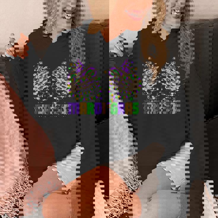 Mardi Gras Skeleton Hands With Beads And Fleur-De-Lis Unisex Hoodie