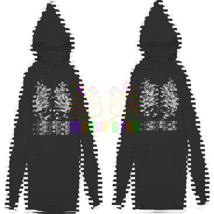 Mardi Gras Skeleton Hands With Beads And Fleur-De-Lis Unisex Hoodie