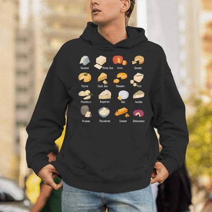 Vintage Cheese Chart For Cheese Lover Cheese Unisex Hoodie