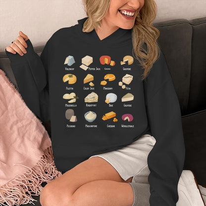 Vintage Cheese Chart For Cheese Lover Cheese Unisex Hoodie