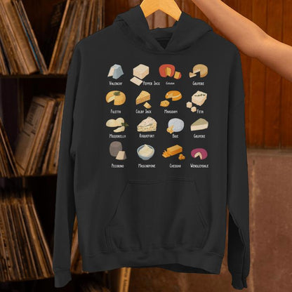 Vintage Cheese Chart For Cheese Lover Cheese Unisex Hoodie