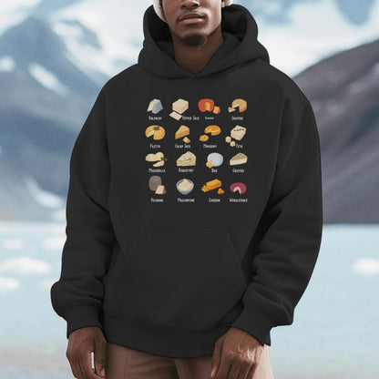 Vintage Cheese Chart For Cheese Lover Cheese Unisex Hoodie
