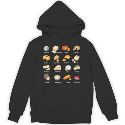 Vintage Cheese Chart For Cheese Lover Cheese Unisex Hoodie