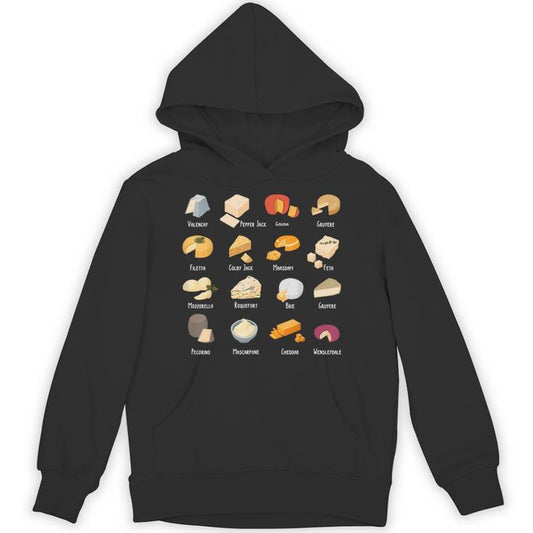 Vintage Cheese Chart For Cheese Lover Cheese Unisex Hoodie