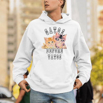 Gatos Before Vatos Galentines Day Valentines Vintage Cat Unisex Hoodie