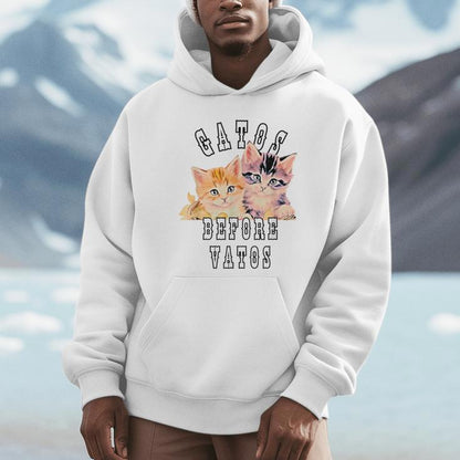 Gatos Before Vatos Galentines Day Valentines Vintage Cat Unisex Hoodie