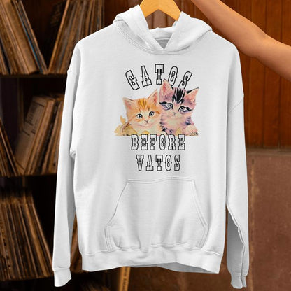 Gatos Before Vatos Galentines Day Valentines Vintage Cat Unisex Hoodie