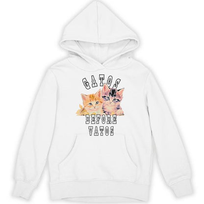 Gatos Before Vatos Galentines Day Valentines Vintage Cat Unisex Hoodie