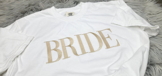 BRIDE Embroidered Comfort Colors Crewneck - Gift for Bride - Wedding Crewneck