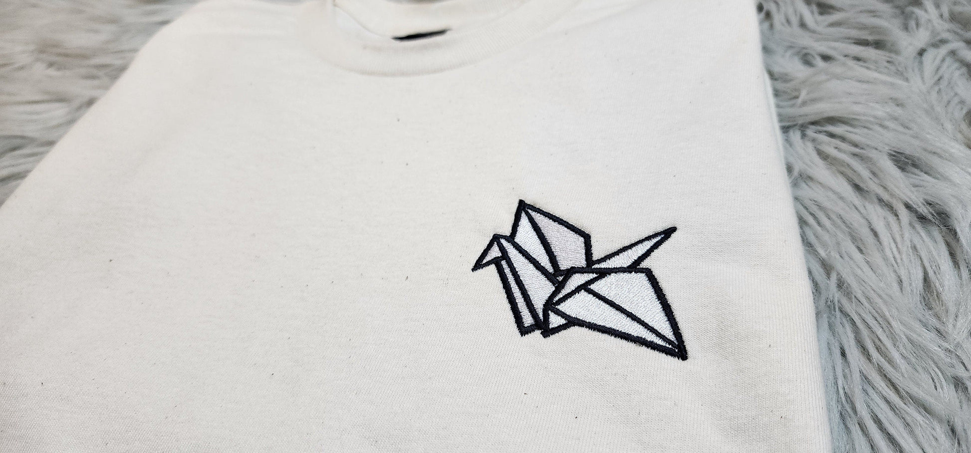 Paper Crane Embroidered Crewneck - Origami Embroidered Crewneck - Origami Pocket logo - T-Shirt - Sweatshirt - Hoodie