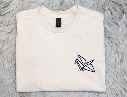 Paper Crane Embroidered Crewneck - Origami Embroidered Crewneck - Origami Pocket logo - T-Shirt - Sweatshirt - Hoodie